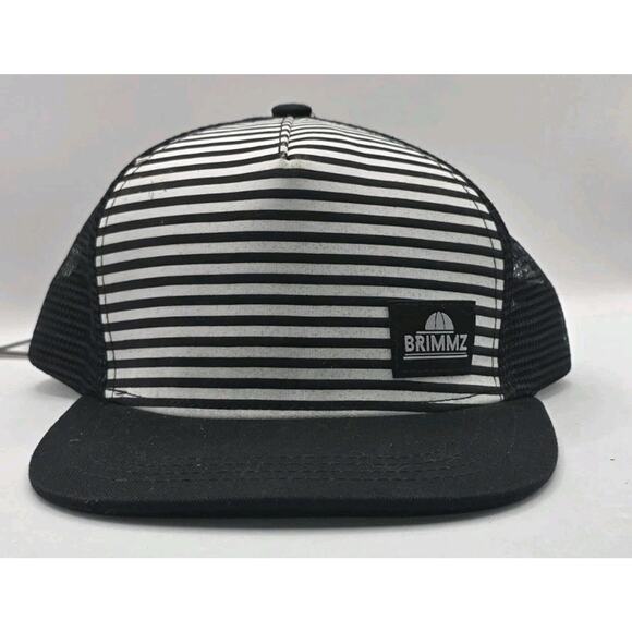 Brimmz Other - Brimmz Black White Stripes Snapback Cap Trucker‎ Hat Mesh Teens